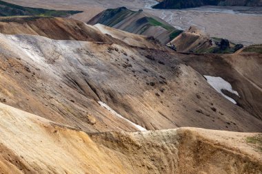 Fjallabak Doğa Rezervi 'ndeki Landmannalaugar volkanik dağları. İzlanda