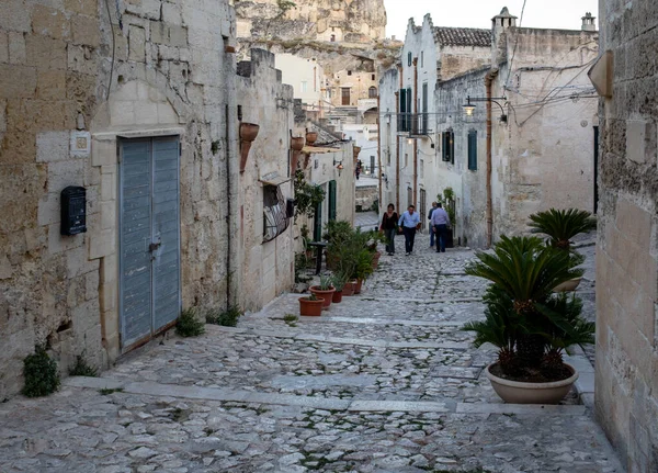 Matera Itália Setembro 2019 Rua Cobblestone Sassi Matera Bairro Histórico — Fotografia de Stock