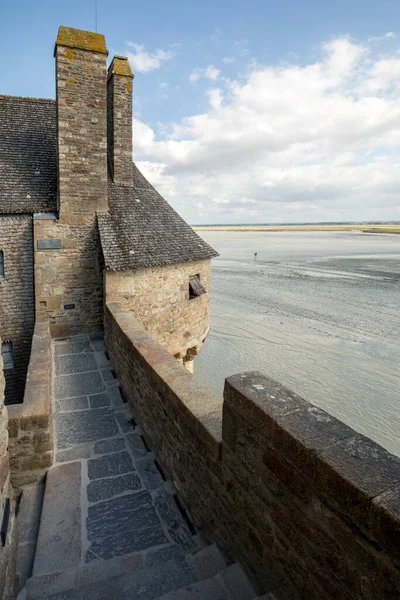 Muralhas Uma Das Torres Monte Saint Michel Normandia França — Fotografia de Stock