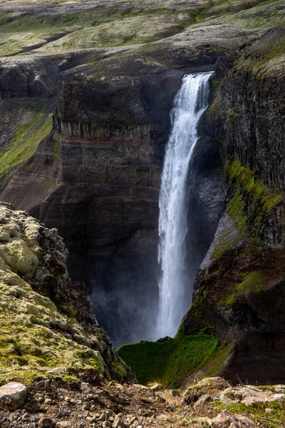 Pohled Krajinu Vodopádu Haifoss Islandu — Stock fotografie