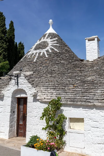 Casas Blancas Tradicionales Pueblo Trulli Alberobello Italia Estilo Construcción Específico — Foto de Stock