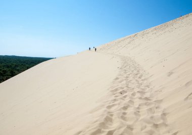 Pilat Kumulu, Avrupa 'nın en uzun kum tepesi. La Teste-de-Buch, Arcachon Körfezi, Aquitaine, Fransa 