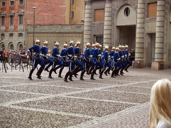 Sztokholm Szwecja Września 2006 Zmiana Ceremonii Straży Udziałem Kawalerii Gwardii — Zdjęcie stockowe