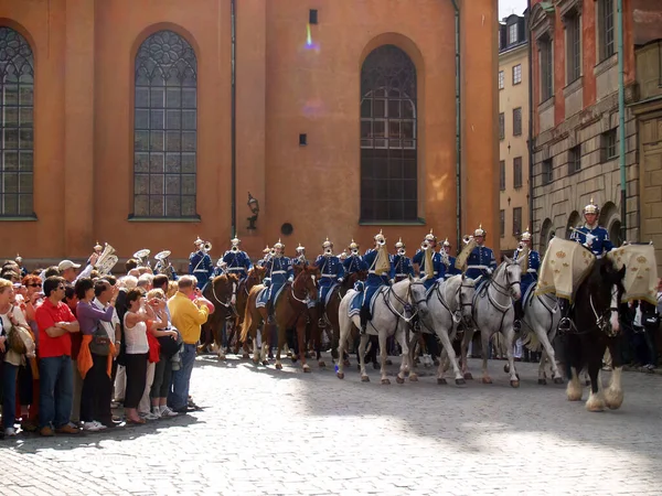 Estocolmo Suécia Setembro 2006 Mudança Cerimônia Guarda Com Participação Cavalaria — Fotografia de Stock