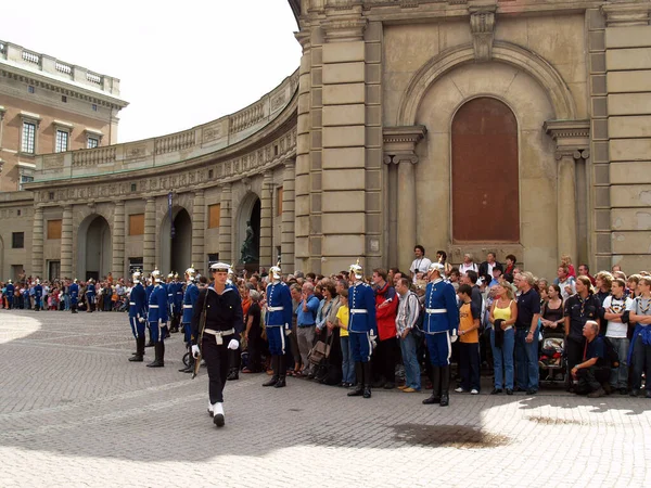 Sztokholm Szwecja Września 2006 Zmiana Ceremonii Straży Udziałem Kawalerii Gwardii — Zdjęcie stockowe