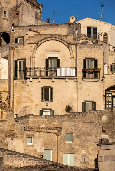 Blick Auf Die Sassi Matera Ein Historisches Viertel Der Stadt — Stockfoto