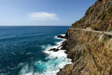 Cinque Terre, Liguria, İtalya 'da Güzel Kıyı Çizgisi