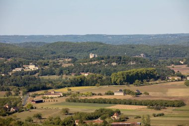 Eski Domme, Dordogne, Fransa 'nın duvarlarından Dordogne Vadisi manzarası