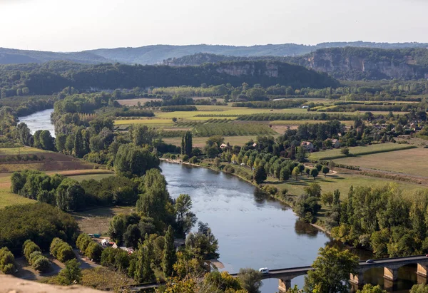 Widok Rzekę Dordogne Dolinę Dordogne Murów Starego Miasta Domme Dordogne — Zdjęcie stockowe