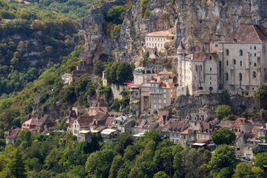 Rocamadour, Piskoposluk şehri ve Kutsal Bakire Meryem, Lot, Midi-Pyrenees, Fransa 'nın kutsal mabedi