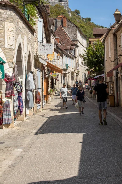 Rocamadour France Septembre 2018 Des Touristes Marchent Dans Centre Médiéval — Photo