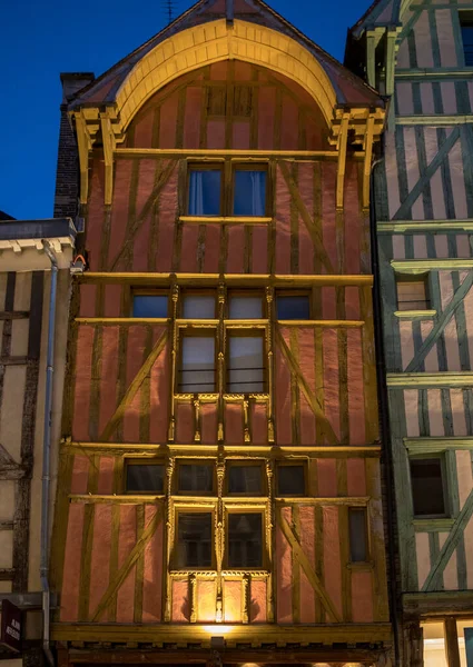 Troyes Francie Srpna 2018 Výhledem Staré Město Noci Troyes Hlavní — Stock fotografie