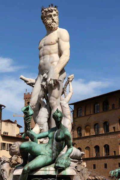 Fontänen Neptunus Bartolomeo Ammannati Piazza Della Signoria Florens Italien — Stockfoto