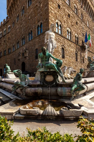 Fontana Nettuno Bartolomeo Ammannati Piazza Della Signoria Firenze — Foto Stock