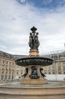 Bordeaux, Fransa - 9 Eylül 2018: Three Graces, Place de la Bourse, Bordeaux, Fransa