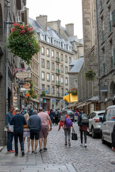 Saint Malo Frankrike September 2018 Människor Den Gamla Staden Saint — Stockfoto