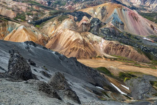 Fjallabak Doğa Rezervi 'ndeki Landmannalaugar volkanik dağları. İzlanda
