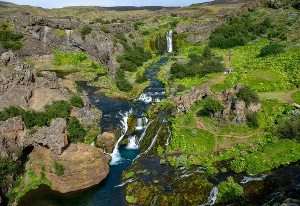 สวยงามของ Hjalparfoss บนภาคใต ของไอซ แลนด — ภาพถ่ายสต็อก