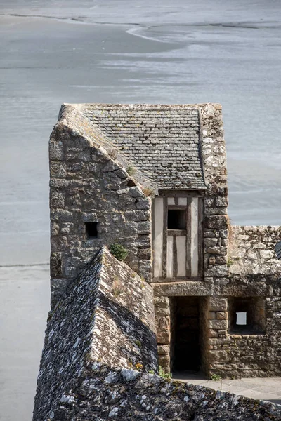 Mont Saint Michel Het Klooster Dorp Een Getijdeiland Tussen Bretagne — Stockfoto