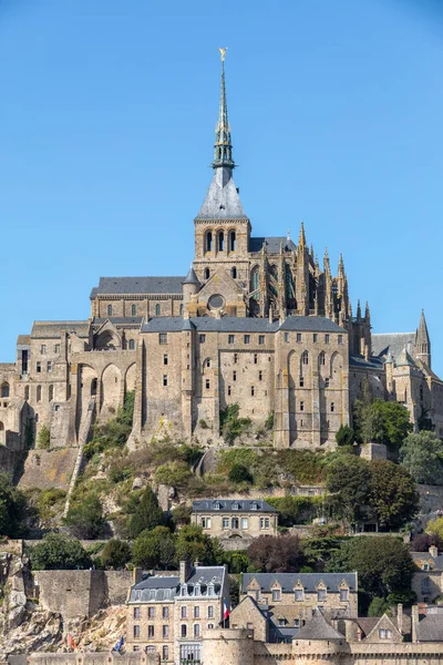 Mont Saint Michel Med Den Berömda Klostret Normandie Frankrike — Stockfoto