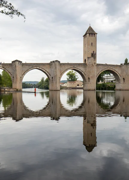 Średniowieczny Pont Valentre Nad Rzeką Lot Cahors Lot Francja — Zdjęcie stockowe