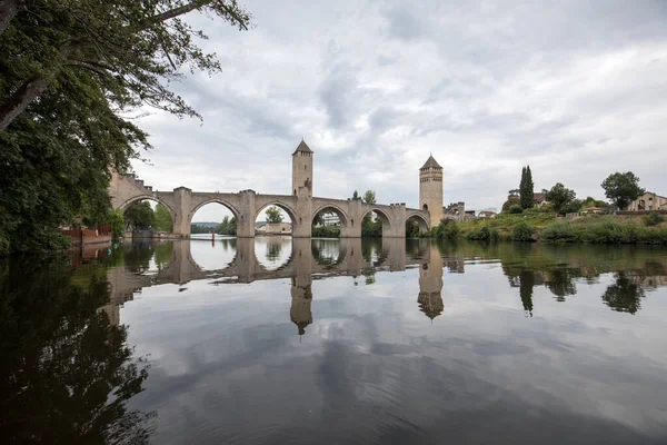 Ortaçağ Pont Valentre River Lot Cahors Lot Fransa Üzerinde — Stok fotoğraf