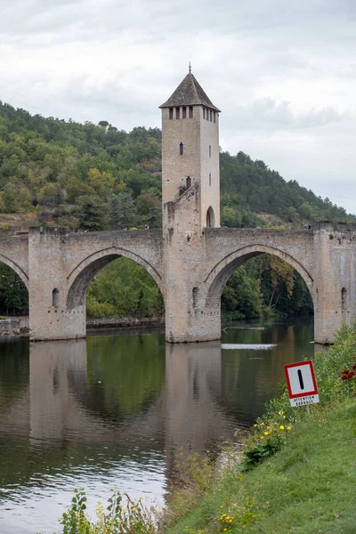 Середньовічний Пон Валенте Над Річкою Лот Каорс Лот Франція — стокове фото