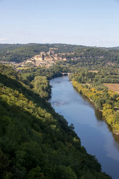 Blick Auf Das Tal Der Dordogne Vom Schloss Castelnaud Aquitanien — Stockfoto