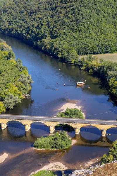 View Valley Dordogne River Castelnaud Castle Aquitaine France — Stock Photo, Image