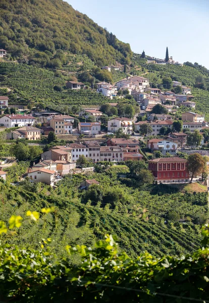 Schilderachtige Heuvels Met Wijngaarden Van Prosecco Mousserende Wijnstreek Tussen Valdobbiadene — Stockfoto