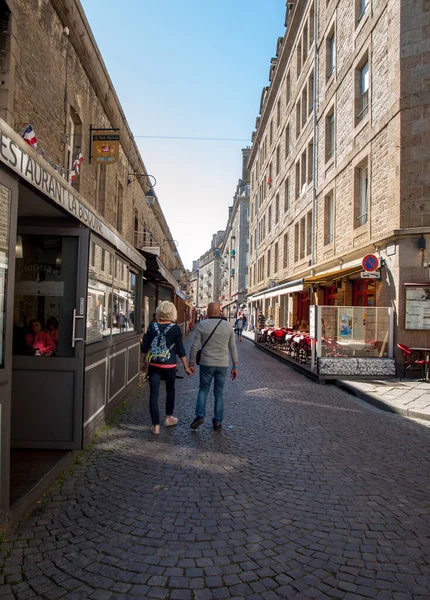 Saint Malo Frankreich September 2018 Menschen Der Altstadt Von Saint — Stockfoto