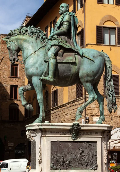 Jezdecká Socha Cosima Medici Florencii Itálie — Stock fotografie