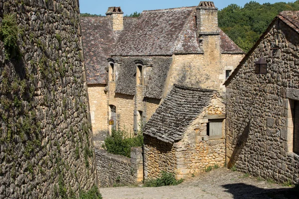 Paisagem Típica Francesa Com Antiga Casa Calçada Tradicional Cidade Beynac — Fotografia de Stock