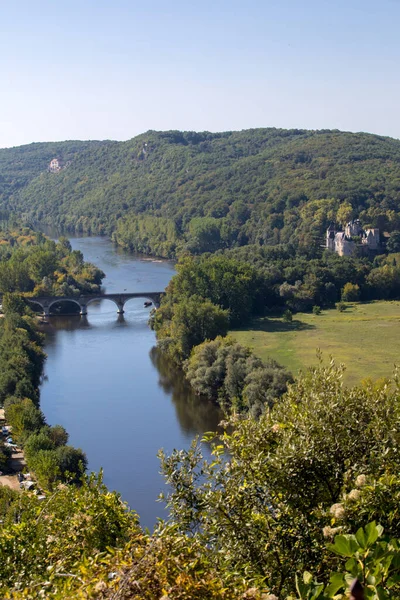 Uitzicht Vallei Van Dordogne Van Kasteel Beynac Cazenac Aquitaine Frankrijk — Stockfoto