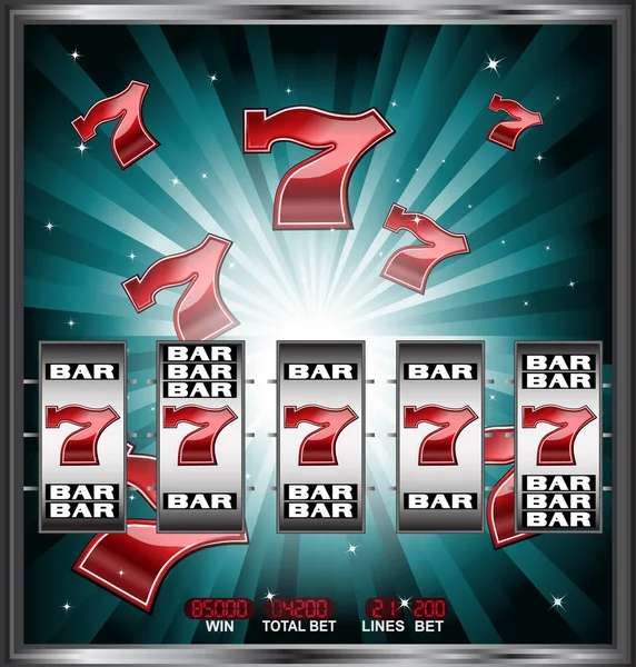 Slot machine lucky 7 betűtípus és bárok — Stock Vector