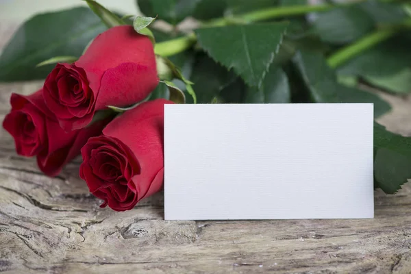 Rosas vermelhas com espaço em branco para adorável mensagem para Valentine — Fotografia de Stock