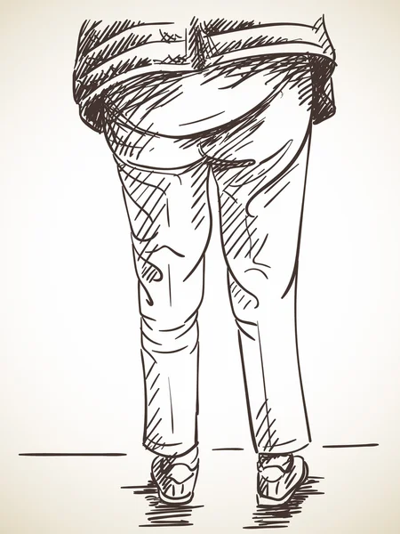 Schizzo di gambe in pantaloni da dietro — Vettoriale Stock