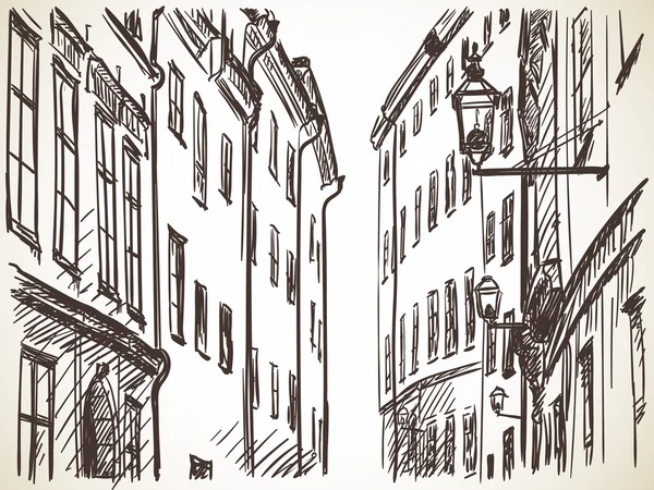 Old town Gamla Stan in Stockholm illustration — Stock Vector