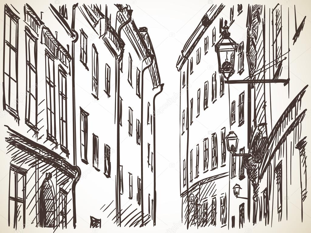 Old town Gamla Stan in Stockholm illustration