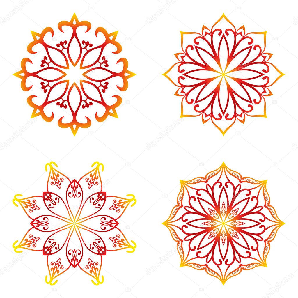 Round flower oriental patterns