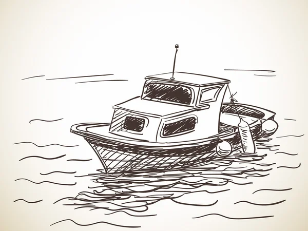Handgezeichnete Skizze des Bootes — Stockvektor