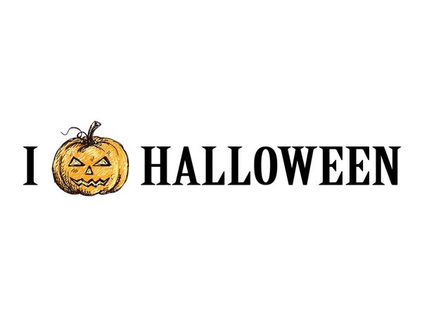 Me encanta Halloween Sketch banner — Archivo Imágenes Vectoriales