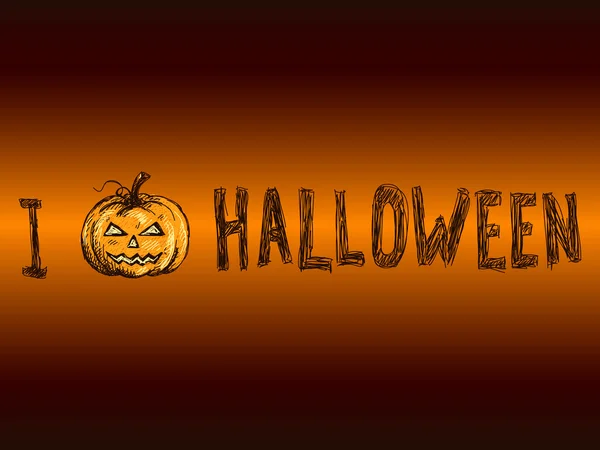 Me encanta Halloween Sketch banner — Archivo Imágenes Vectoriales