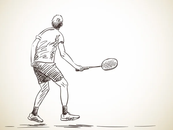 Sketch of man playing badminton — Διανυσματικό Αρχείο