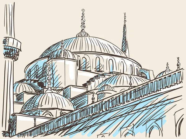 清真寺在伊斯坦布尔素描 — 图库矢量图片