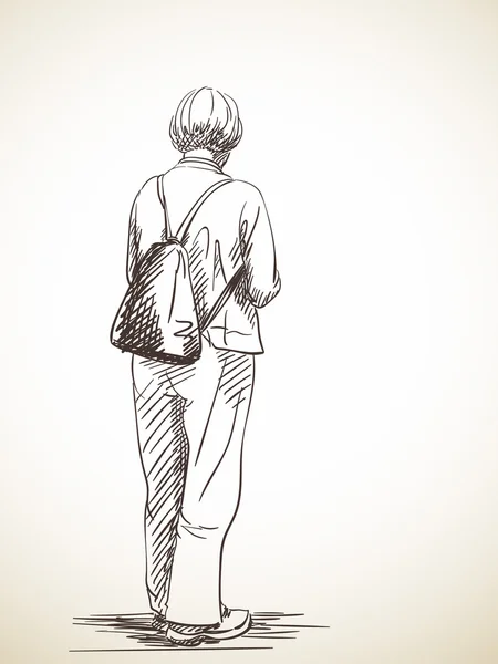 Hand-drawn sketch of woman — ストックベクタ