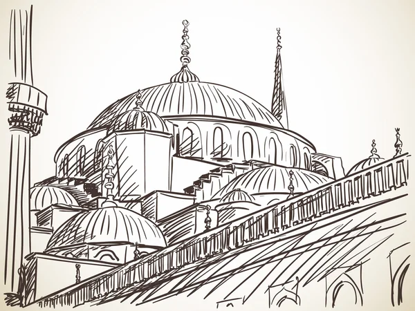 Moschea a Istanbul schizzo — Vettoriale Stock