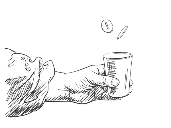 Hand holding cup for money — ストックベクタ