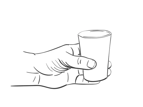 Sketch of glass in hand — Stock vektor