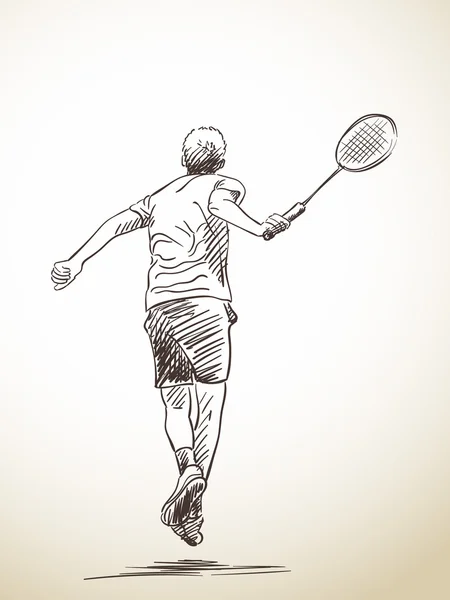 Sketch of man playing badminton — Διανυσματικό Αρχείο